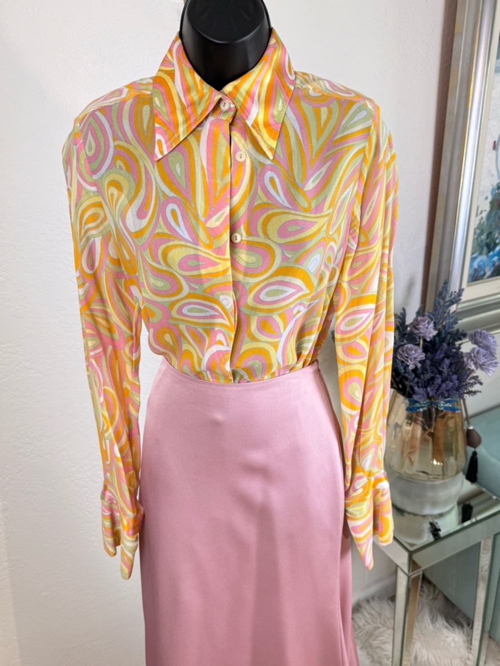NWT Halston Astin Satin High-Low Maxi Skirt Dusty Rose Size‎ 8 - Picture 5 of 16